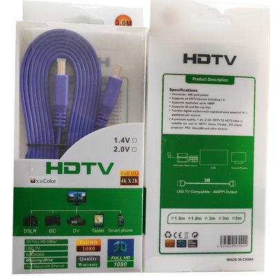 Computer TV HD 3m Flat HDMI CCS Cable With Gold Plating Connector