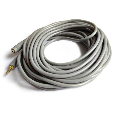 Male To Female Stereo AUX Extender Cable Grey Color